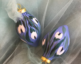 Floral Christmas ornaments, hand painted Christmas ornaments, painted ornaments, hand painted ceramic ornament, ceramic ornaments