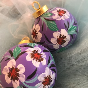 Floral Christmas ornaments, hand painted Christmas ornaments, painted ornaments, hand painted ceramic ornament, ceramic ornaments