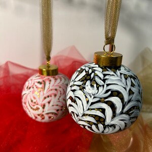 Floral Christmas ornaments, hand painted Christmas ornaments, painted ornaments, hand painted ceramic ornament, ceramic ornaments