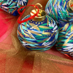 Floral Christmas ornaments, hand painted Christmas ornaments, painted ornaments, hand painted ceramic ornament, ceramic ornaments