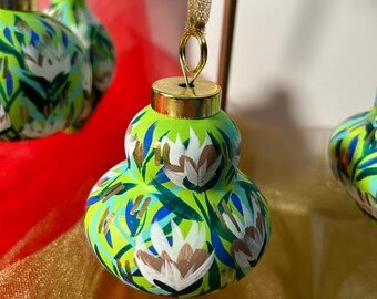 Floral Christmas ornaments, hand painted Christmas ornaments, painted ornaments, hand painted ceramic ornament, ceramic ornaments