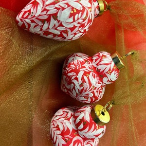 Floral Christmas ornaments, hand painted Christmas ornaments, painted ornaments, hand painted ceramic ornament, ceramic ornaments