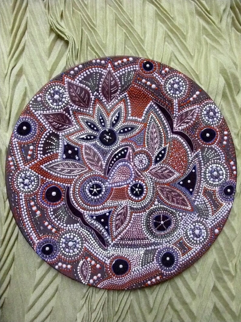Hand painted mandala style decorative plate
