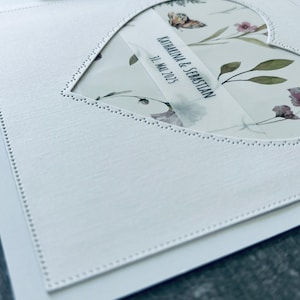 Hochzeitskarte *Flower* Spruch / personalisiert / Geldfach  / Geldgeschenk Herz Blumen Namen Datum