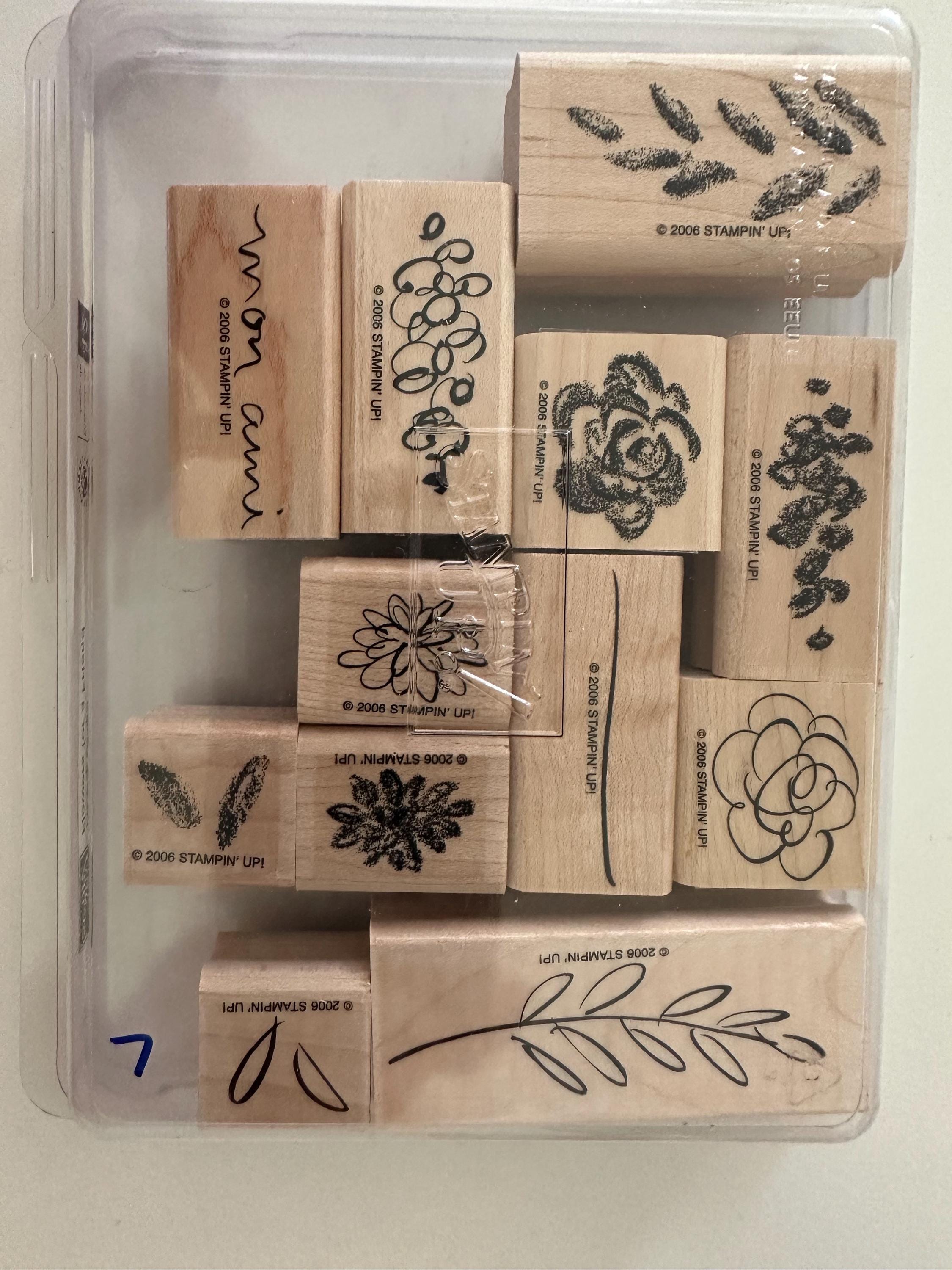 Stampin Up! FLOWERS FOR FRIENDS Retired Set of 12 Wood Mounted Rubber ...