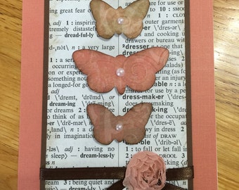 Coral Butterflies Blank Handmade Card