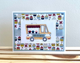 Sweet Cupcake Truck Handmade Card