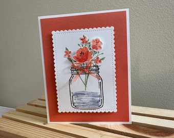 Mason Jar Bouquet Handmade Greeting Card
