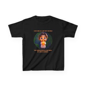 Kids T-Shirt Dark Colours, Jesus Design, Christian Gift for Youth, Religious Tee, Children&#39;s Clothing, Faith Shirt