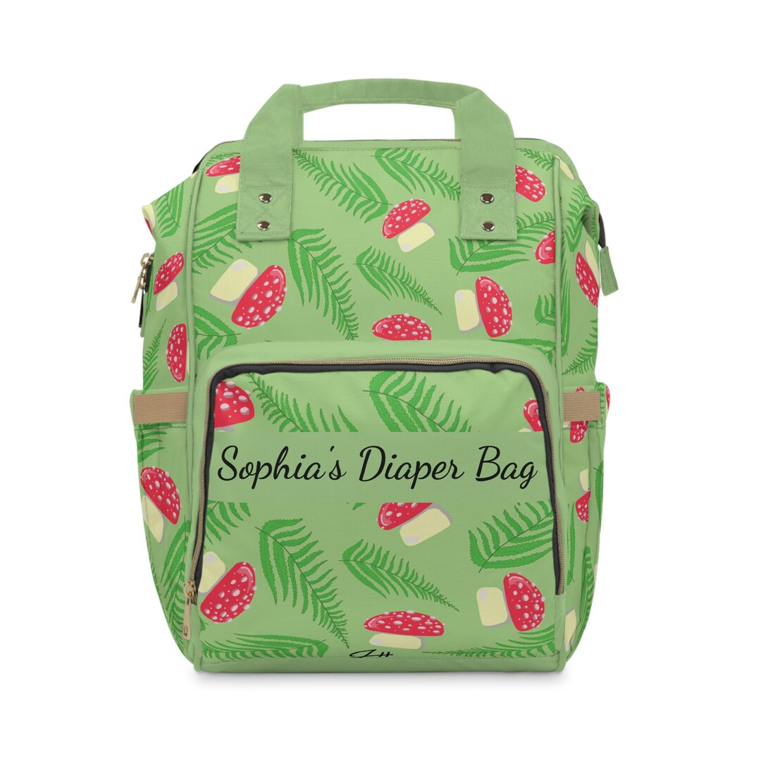 Red Mushroom Fern Pattern Diaper Backpack | Personalized Name Option - Etsy