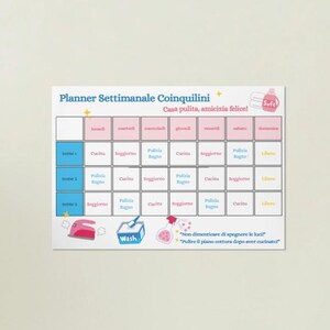 Planner gestione casa coinquilini | Turni pulizie settimanali | PDF stampabile | Organizzazione casa condivisa