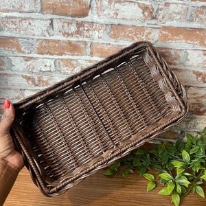Brown Wicker Basket Tray Rattan Tray Boho Storage Boho Decor Catch All Basket Bathroom Decor Desktop Decor Rustic