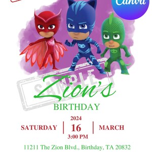 thumbnail image 2 of PJ Masks Invitation Set W/ Envelopes (8ct) -  2 of 10