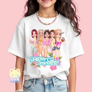 Roblox | Kleid zu beeindrucken Mädchen Jugend 100% Baumwolle T-Shirt Geburtstags-Party-Geschenk | DTI Sommer Strand Gamer Girl Passende Mode Kleid