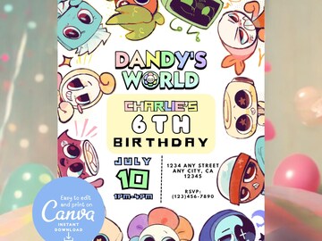 Personalized Dandys world Cake Topper | Shaker Cake Topper | Dandys world Theme Birthday Decor |  Dandys world Cake Topper with light