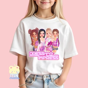 Roblox | Kleid zu beeindrucken Mädchen Jugend 100% Baumwolle T-Shirt Geburtstags-Party-Geschenk | DTI Gamer Girl Passende Favor Goodie Bag DTI Fashion Dress Up