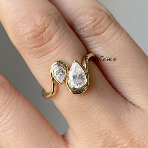 2.0 TCW Toi et Moi Pear Cut Lab Diamond Engagement Ring Double Diamond Design with Unique Stunning Dual Pear Shapes, Gift For Her