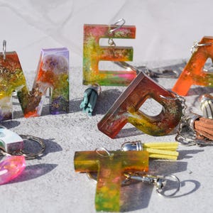 Oasis Resin Letter Keychain - Colorful Pigments Handmade Keychain Gift