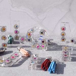 Enchanted Gems Resin Letter Keychain - Clear Handmade Keychain Gift
