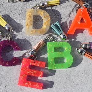 Handmade Bold Pigment Resin Letter Keychain – Colorful Gift