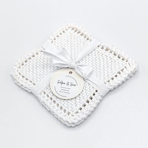 Handknitted baby washcloths/face washcloths - 3-pack - Egyptian cotton