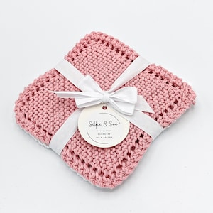 Handknitted baby washcloths/face washcloths - 3-pack - Egyptian cotton