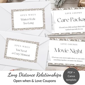 Christmas Love Coupons - Open When Envelopes - Canva Template & PDF - Long Distance Relationship Gifts for Boyfriend - Rustic Holiday DIY