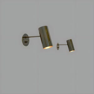 Italian Brass Cylinder Wall Sconce Mid century Brass Light Modern Stilnovo Style Wall Sconce Vanity Light, Bathroom Light