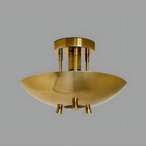 Lampadario a disco in ottone italiano a 1 luce, fatto a mano, moderno, lampadario a sospensione scultoreo in ottone, moderno, lampadario a disco