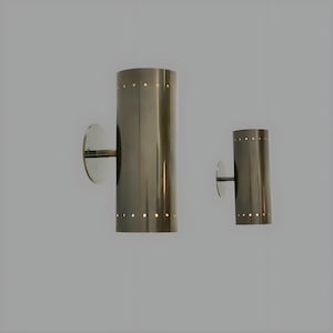 Pair of Italian Brass Wall Sconce Mid century Brass Light Modern Stilnovo Style Black Cylinder Sconce Vanity Light