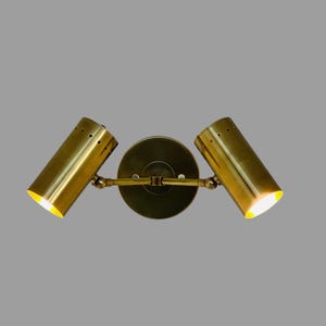 Italian Brass two Light Wall Sconce Mid century Brass Light Modern Stilnovo Style Wall Sconce Vanity Light, Bathroom Light Fixture