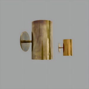 Pair of Italian Brass CylinderWall Sconce Mid century Brass Light Modern Stilnovo Style Wall Sconce Vanity Light, Bathroom Light