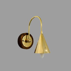 Mid-Century Modern Brass Wall Sconce – Handmade Solid Brass Light Fixture