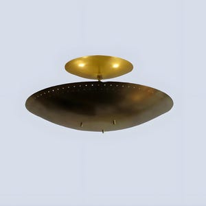 1950 Mid Century Brass Disk Flush Mount Modern Ceiling Light Italian Brass Sputnik Pendant Light Elegant Brass Chandelier Light Fixture