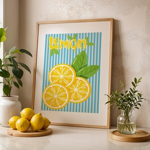 Minimalist Lemon Kitchen Print: Trendy Neutral Decor (Digital Download