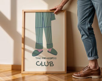 Homebody Club Print, trendige Strichzeichnung, gemütliches Wohndekor (Digitaler Download)