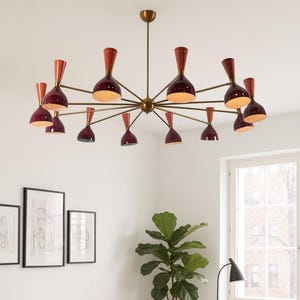 Large Stilnovo Style Sputnik Chandelier – 12 Arm, 24 Light Mid Century Modern Brass Ceiling Fixture