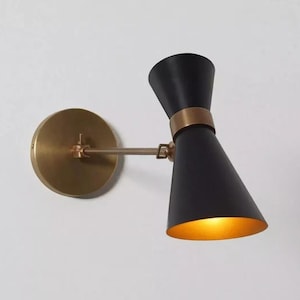 Handmade Stilnovo-Inspired Peggy Wall Lamp – Mid-Century Modern Brass Diabolo Sconce with Adjustable Arm for Bedside Reading