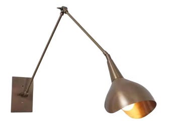 シングルライト ミッドセンチュリー 真鍮製 壁付け照明 関節式アーム 化粧台用ウォールランプ モダン 調節可能照明