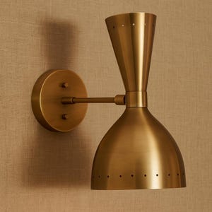 Handcrafted Mid-Century Modern Diabolo Wall Sconce – Adjustable Raw Brass Stilnovo-Style Bedside Reading Lamp