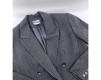 Pendleton Vintage 100% Virgin Wool Pinstripe Double Breasted Blazer Grey Size 14