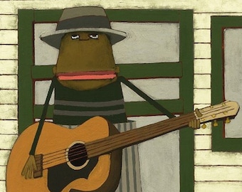 Sleepy John Estes Guitar Art Print: Blues Musician, Jazz Wall Decor