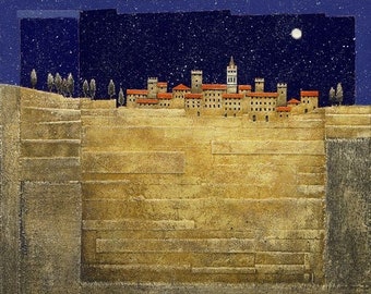 Tuscany Night Sky Canvas Print – Lucca Italy Landscape, Ready to Hang