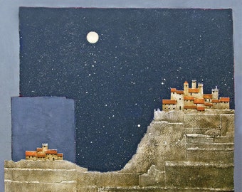 Tuscany Landscape Art Print, Italian Hilltown, Giclee Fine Art