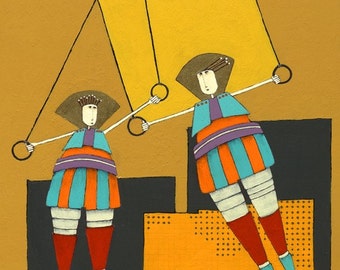 Circus Trapeze Artists Fine Art Print, Kids Room Decor