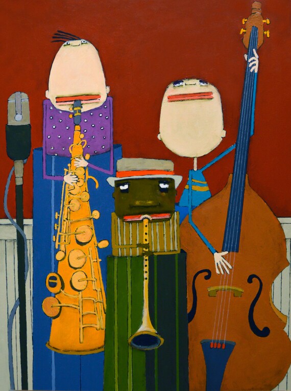 jack russell terrier jazz trio dog art print 11x14 art prints