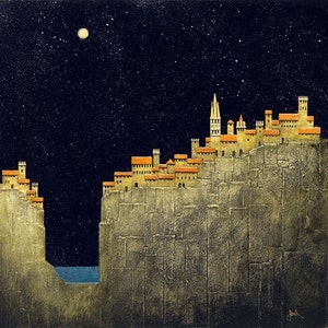 Vernazza Italy Art Print, Cinque Terre Giclée, Moon & Stars