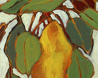 Yellow Pear Giclee Print, Kitchen Wall Art (14 x 11)
