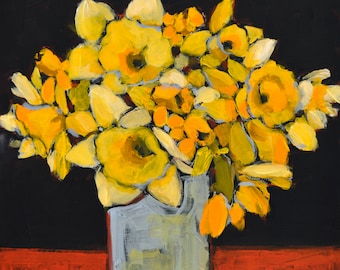 Daffodils Still Life Art Print – Yellow Flower Kitchen Decor