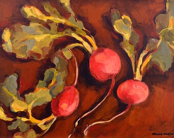 Radish Kitchen Art Print, Archival Watercolor Paper, 8 x 11